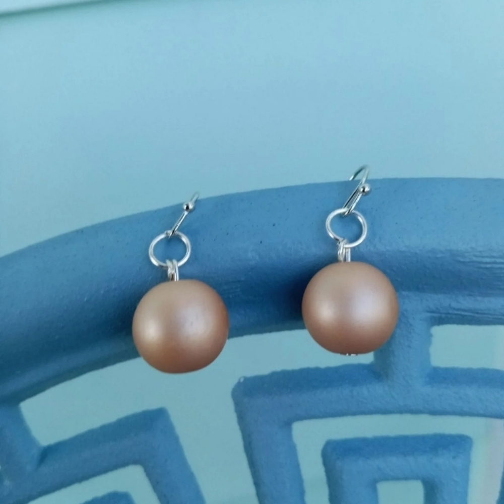 Hand crafted new frosted gold ball round statement earrings